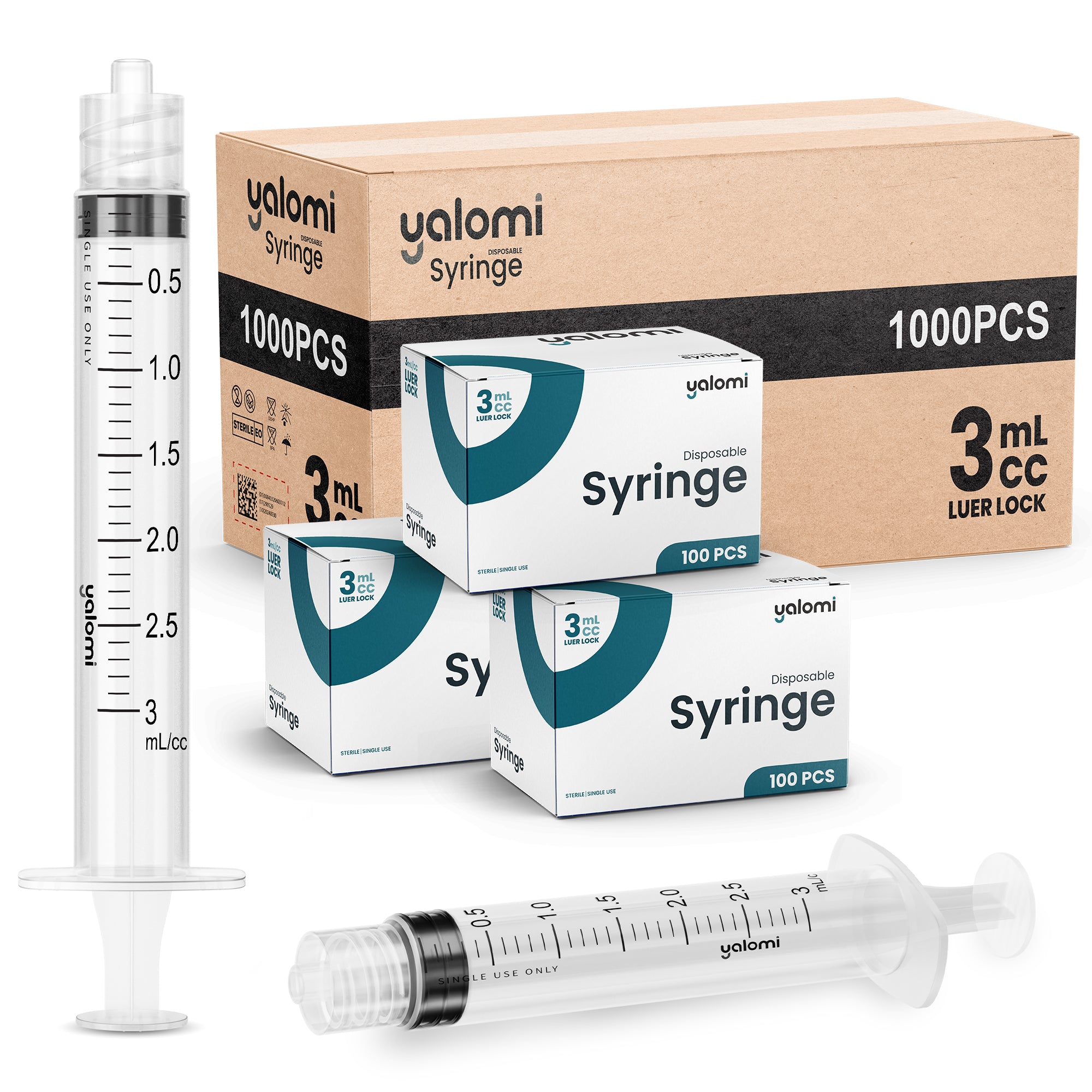 Yalomi - 3mL Luer Lock Syringe - Case of 1000pcs