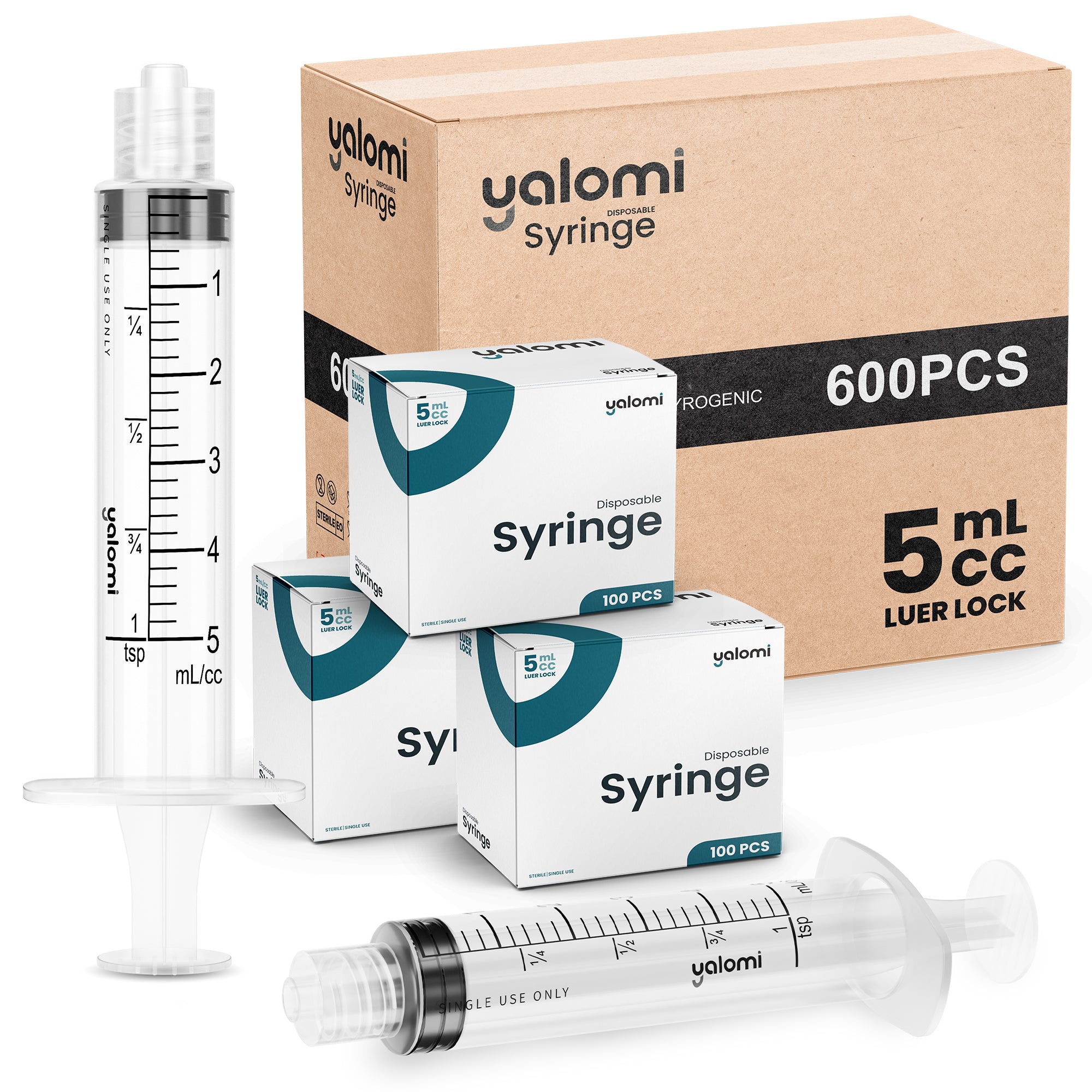 Yalomi - 5mL Luer Lock Syringe - Case of 600pcs
