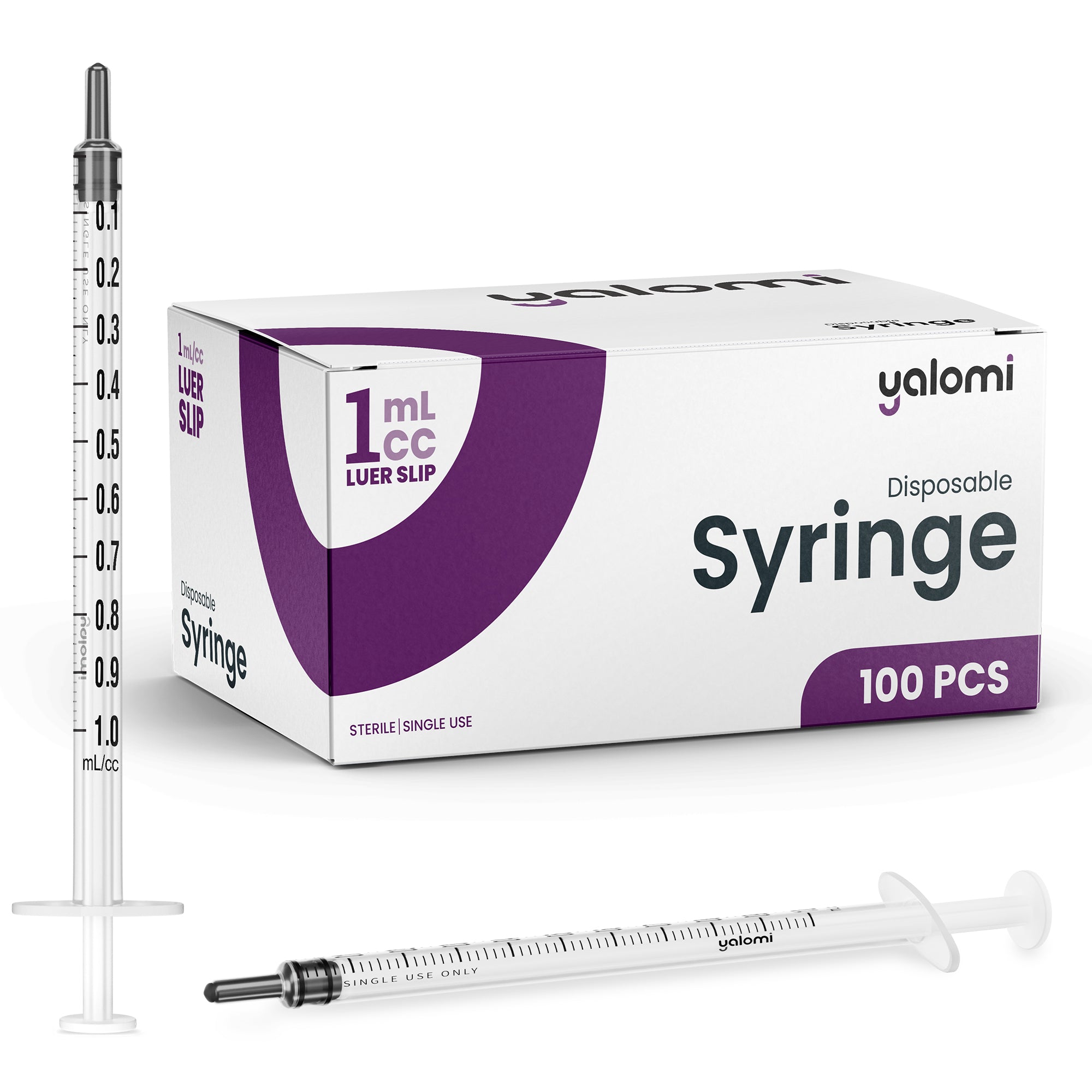 Yalomi - 1mL Luer Slip Syringe - Case of 1000pcs