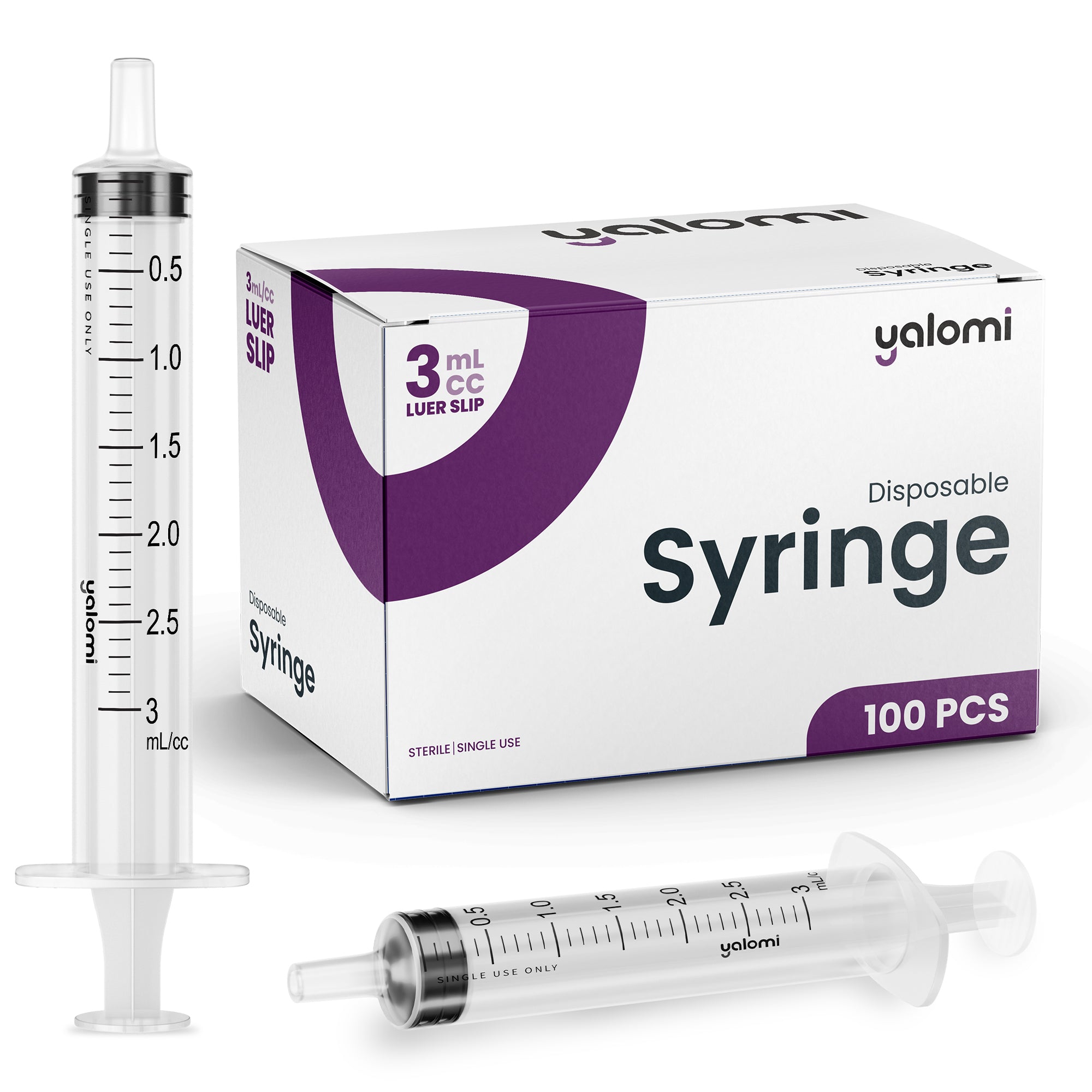 Yalomi - 3mL Luer Slip Syringe - Case of 1000pcs