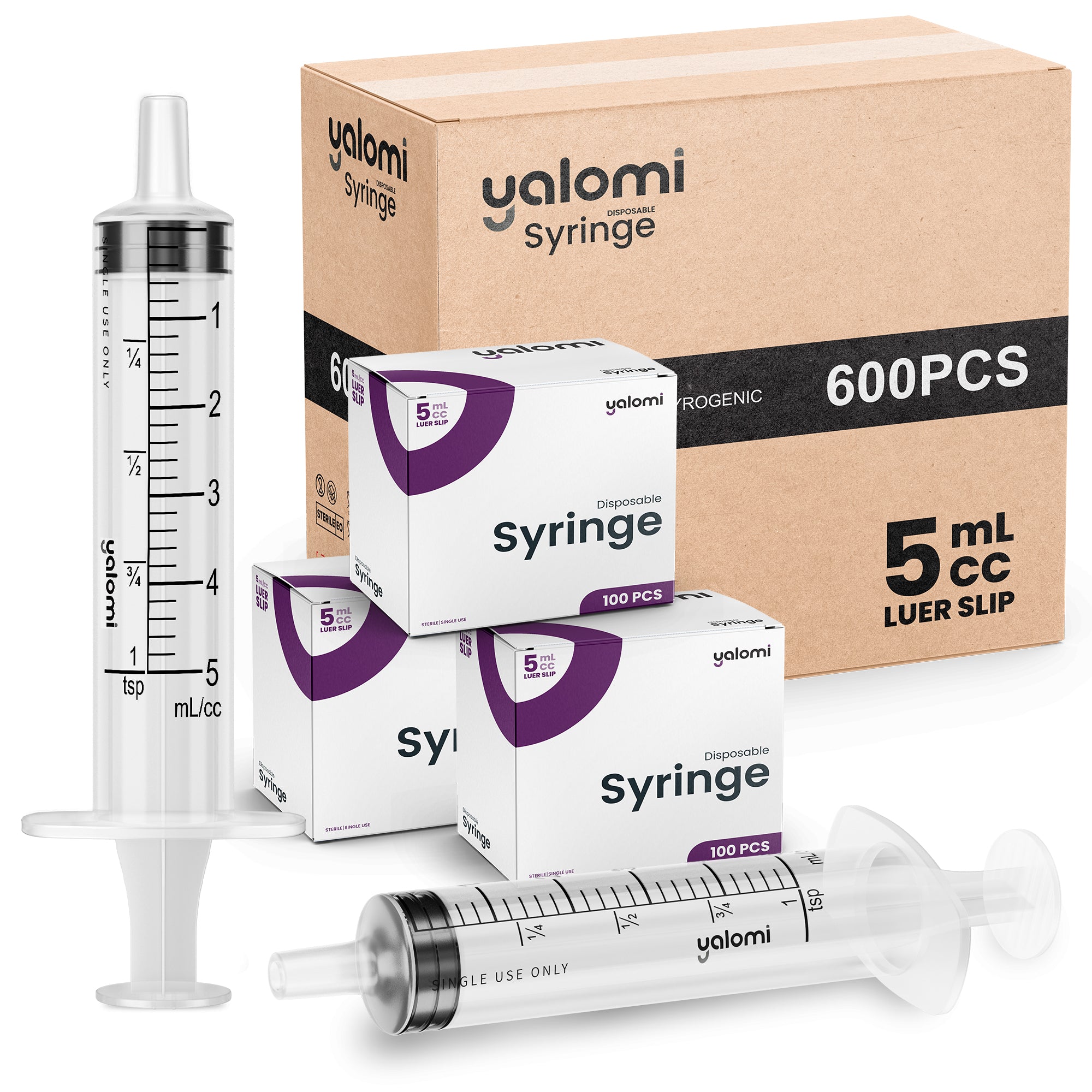 Yalomi - 5mL Luer Slip Syringe - Case of 600pcs